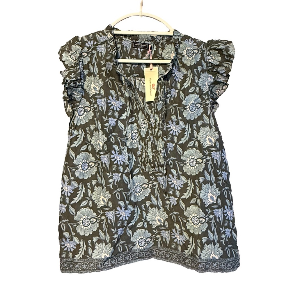 💙 Vineyard Vines Sleeveless Ruffle Blouse | L - Large | NEW / NWT 💙